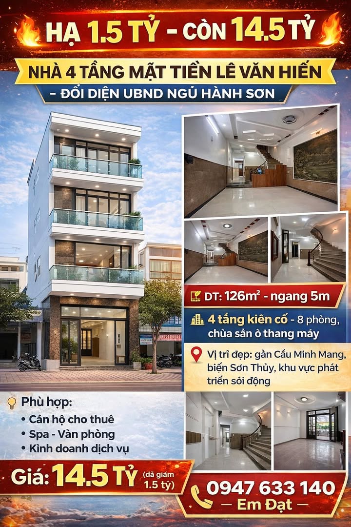 Nhà Mặt Tiền Lê Văn Hiến, Đà Nẵng - 126m², Giảm Sâu 1.5 Tỷ!