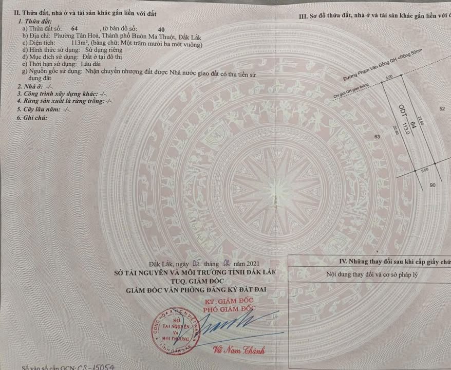 Đất Mặt Tiền Phạm Văn Đồng, BMT - 113m² Thổ Cư, Sổ Riêng