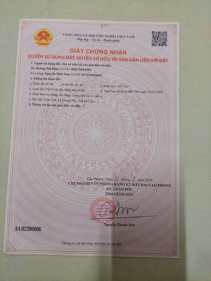 Bán Đất Nền Thung Nai Cao Phong 959m² - View Núi Tựa Thác Bờ