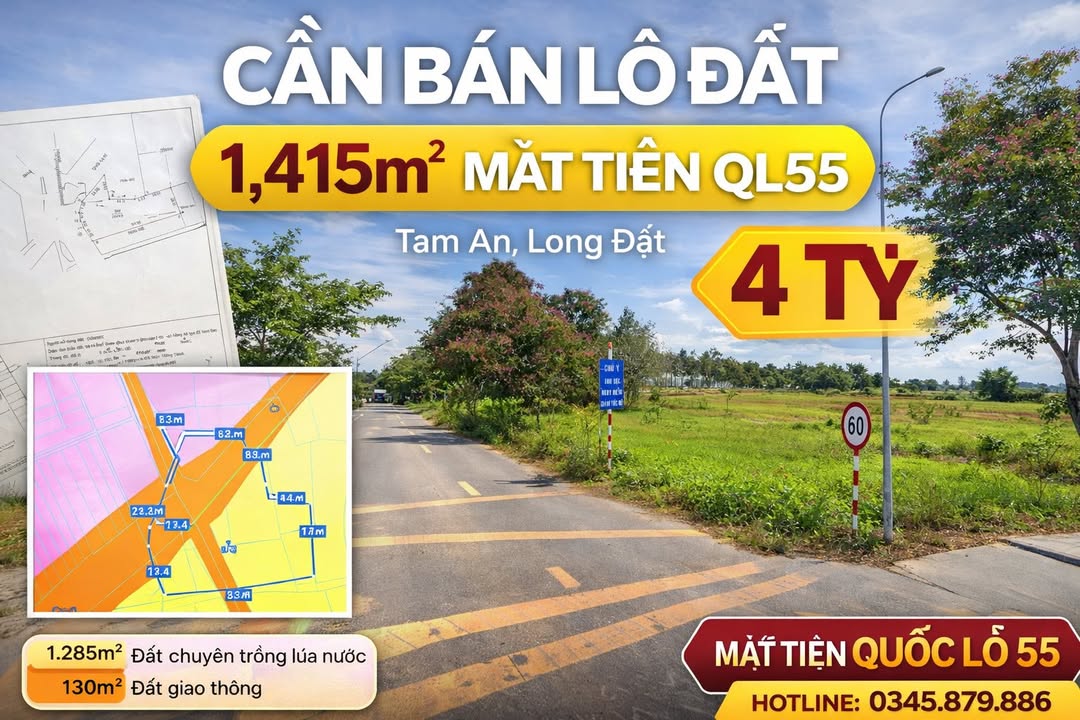 Đất Vườn 1415m² Long Điền – Sổ Đỏ, Giá 4 Tỷ – Cạnh Công Viên Lớn