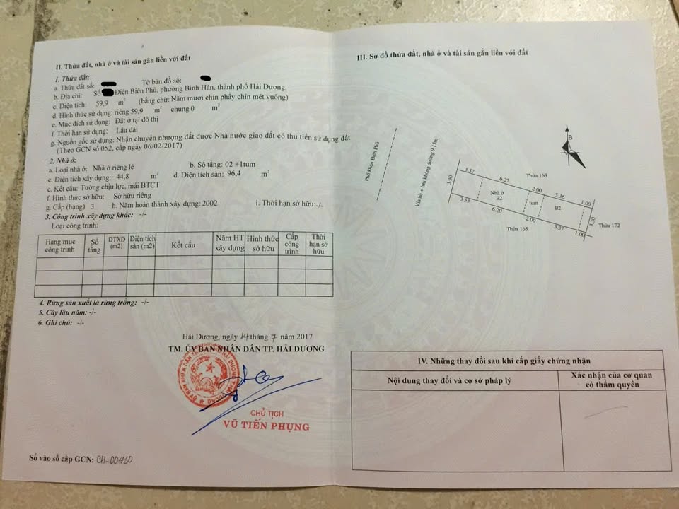 Nhà 3 Tầng Điện Biên Phủ, TP. Hải Dương - 59.9m² - Giá Tốt