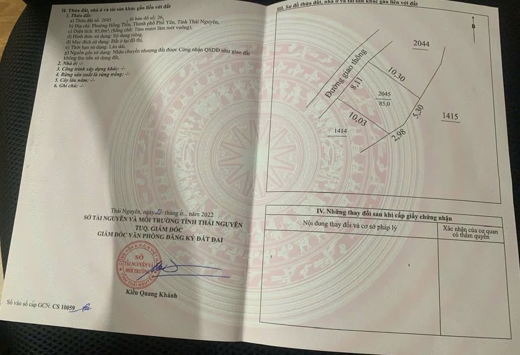 Đất Phổ Yên, Thái Nguyên 85m² Sổ Đỏ Chính Chủ - Giá 1.8 Tỷ