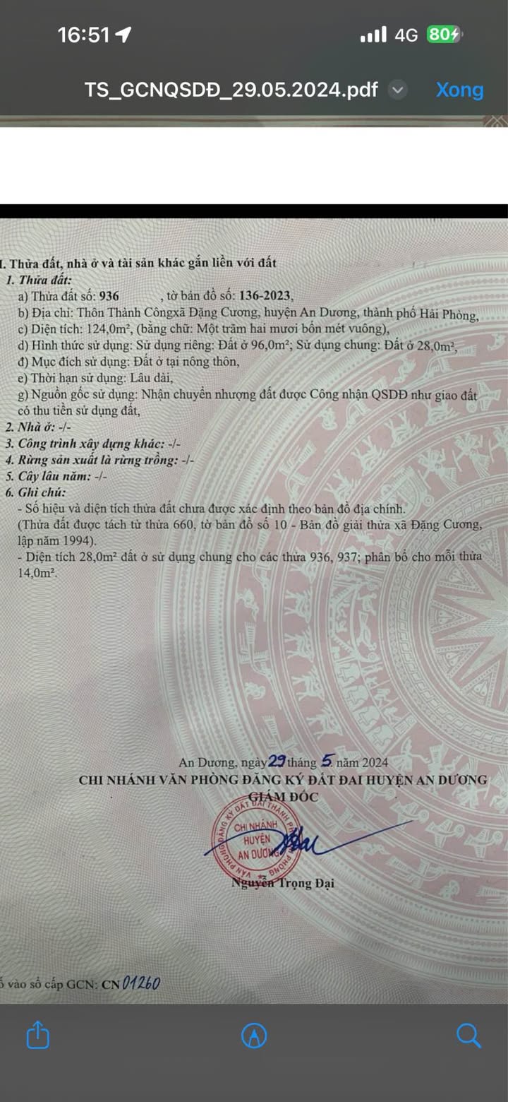 Bán đất TDP Thành Công, An Dương, Hải Phòng - 96m² giá 1.7 tỷ, đất ở hoặc đầu tư