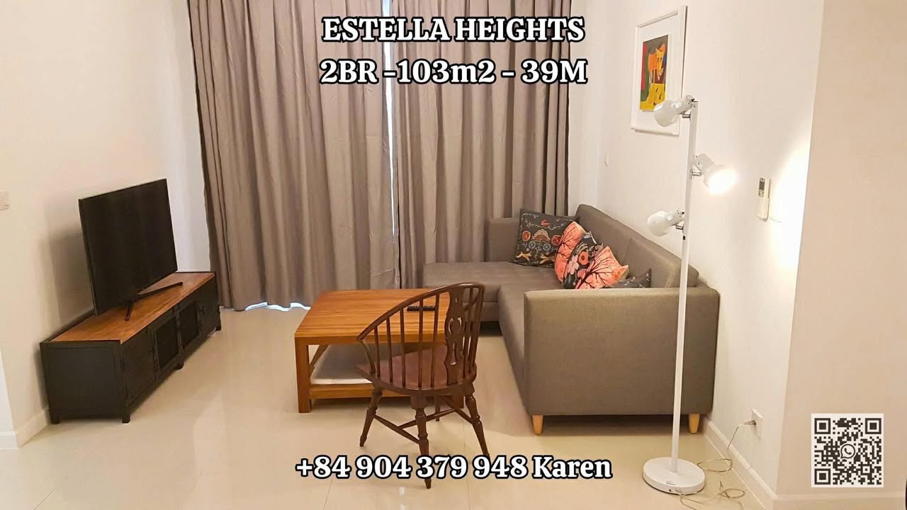 Cho thuê căn hộ Estella Heights 103m² 2PN - Nội thất gỗ ấm cúng