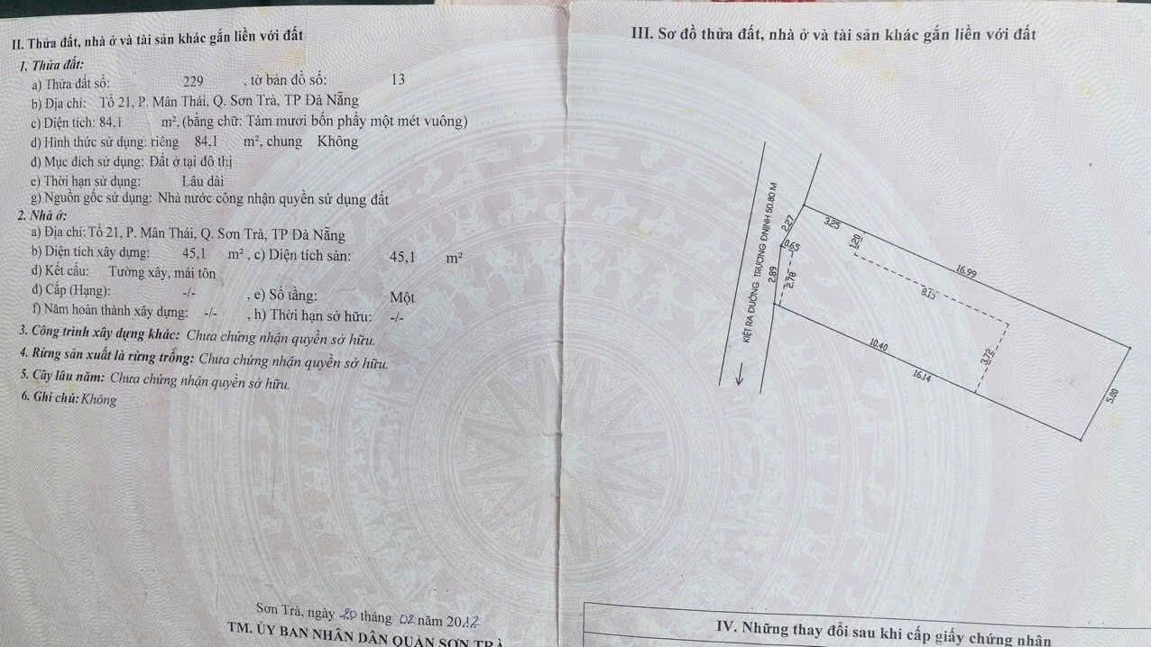 Đất Kiệt Trương Định Sơn Trà 84m² - 6.1 Tỷ - Gần Biển Mỹ Khê
