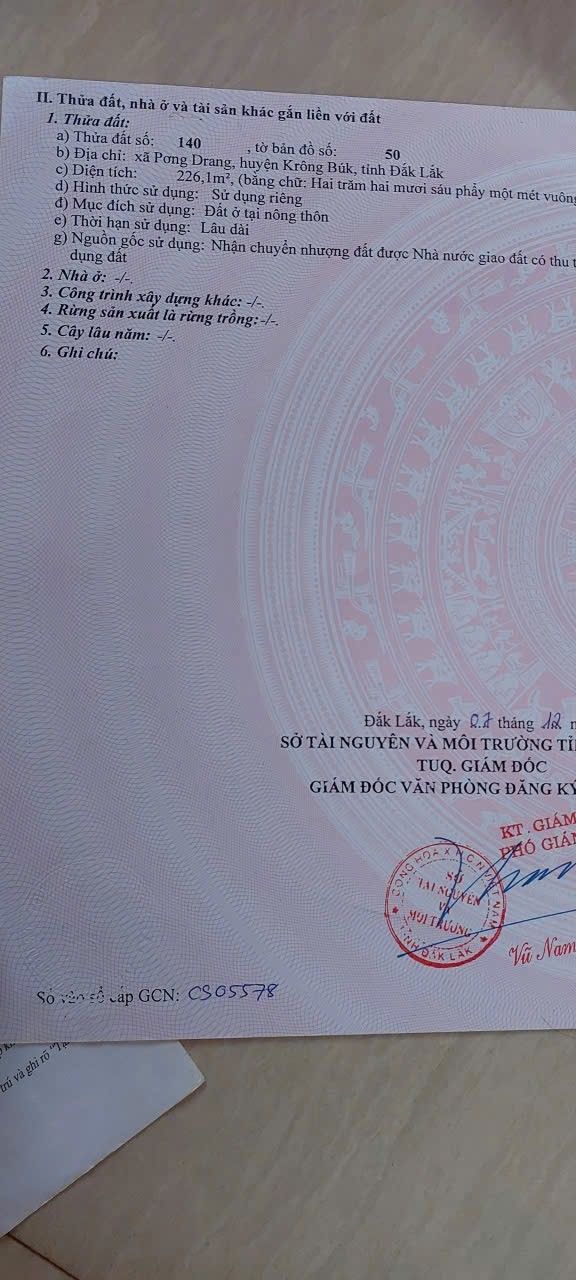 Đất Nền 222m² Thị Trấn Pơng Drang, Krông Búk - Full Thổ Cư, Giá 1.9 Tỷ