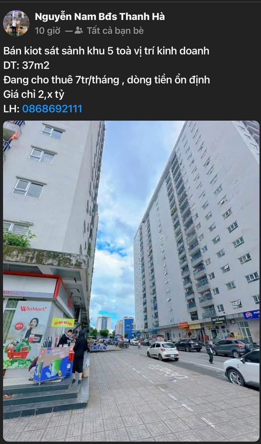 Cho thuê Kiot Kinh doanh 37m² KĐT Thanh Hà - Dòng tiền 7tr/tháng