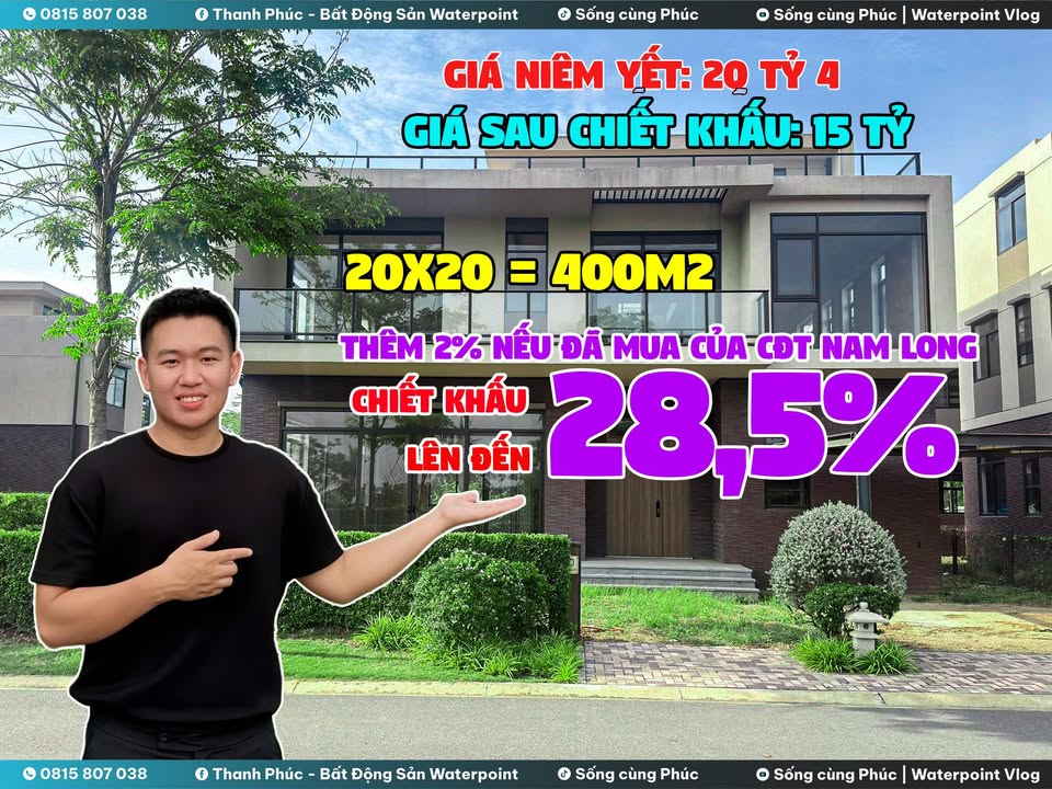 Biệt thự Waterpoint 400m² 2 tầng giá 15 tỷ - Vị trí đắc địa The Aqua 1