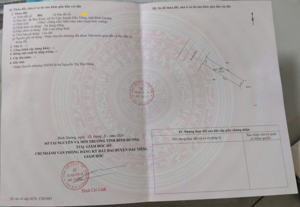 Đất TĐC An Lập Dầu Tiếng 150m² - Sổ Đỏ Chính Chủ, Giá Tốt