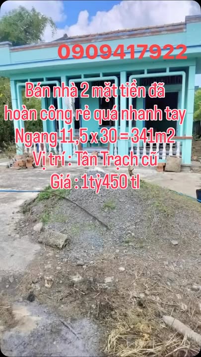 Nhà 2 Mặt Tiền 341m² Tân Trạch Cũ Giá 1.45 Tỷ - Cơ Hội Đầu Tư Sinh Lời