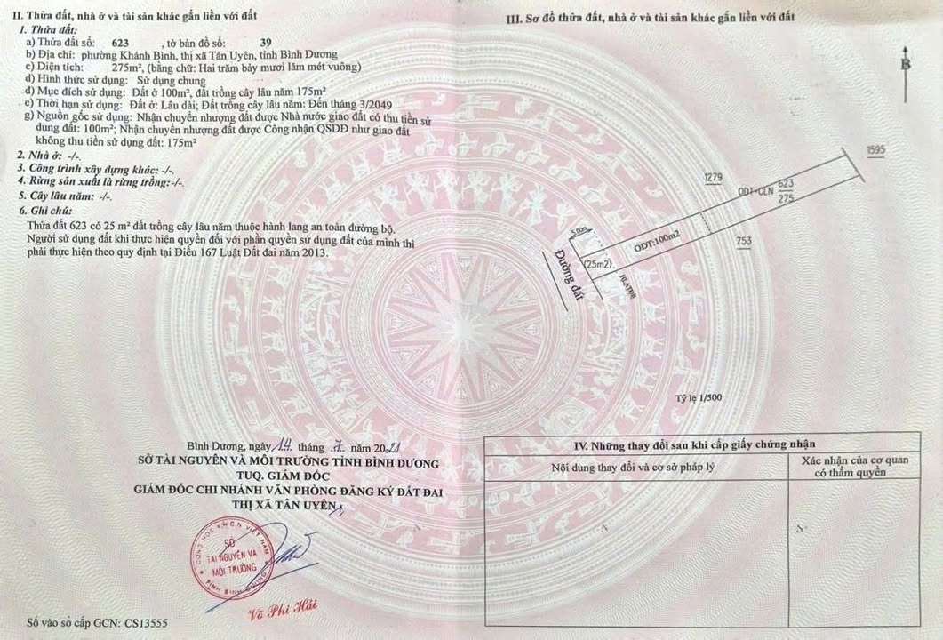 Đất Nền Bàu Bàng 275m² Thổ Cư, Đường Nhựa 7m - Giá Tốt Đầu Tư