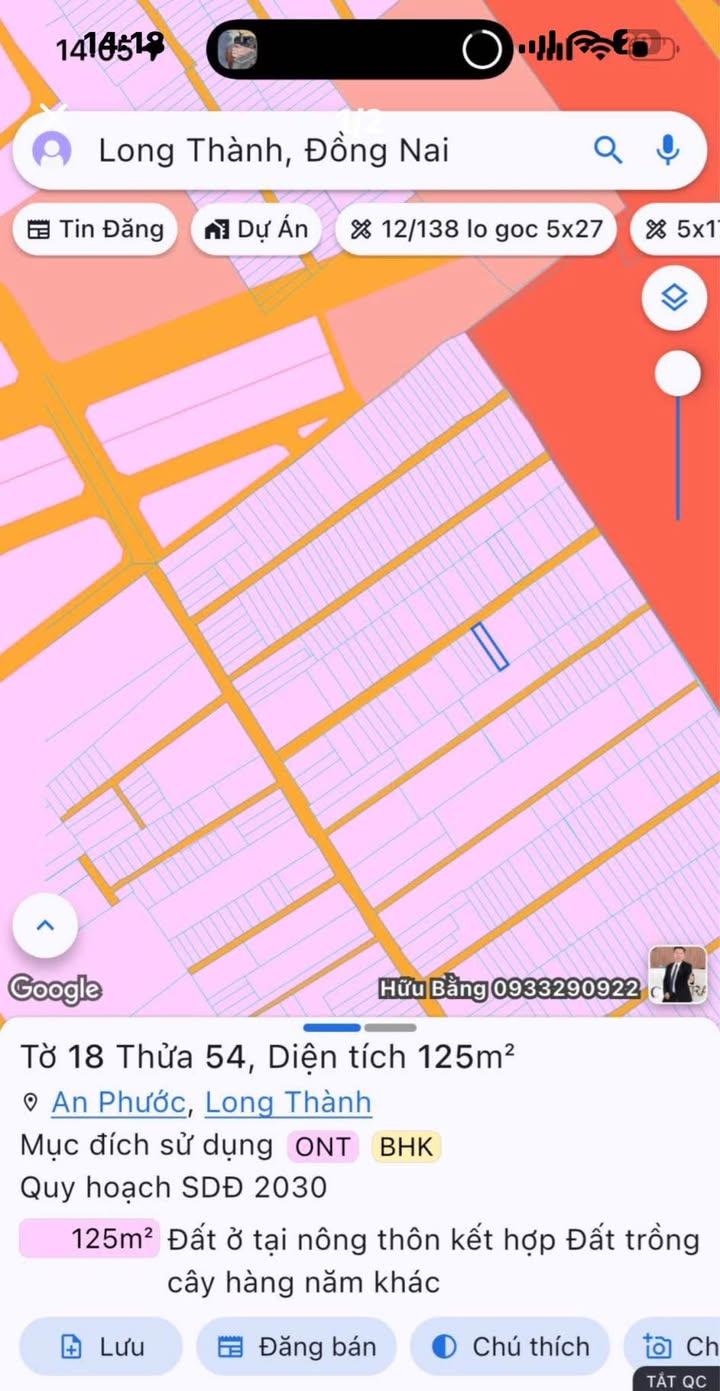Bán Đất Nền 125m² Sổ Riêng Thổ Cư Long Thành Giá Chỉ 1.4 Tỷ