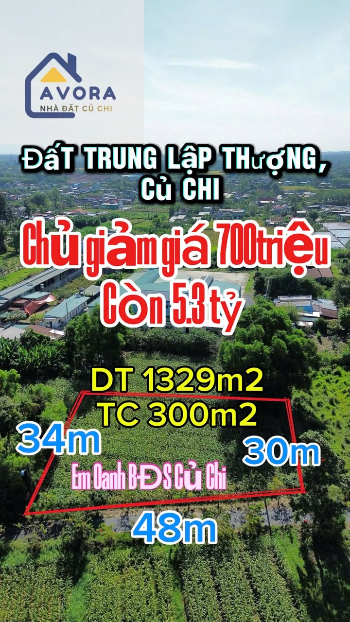 Đất Vườn Củ Chi 1329m² - Giảm Sốc 700 Triệu, Chỉ Còn 5.3 Tỷ