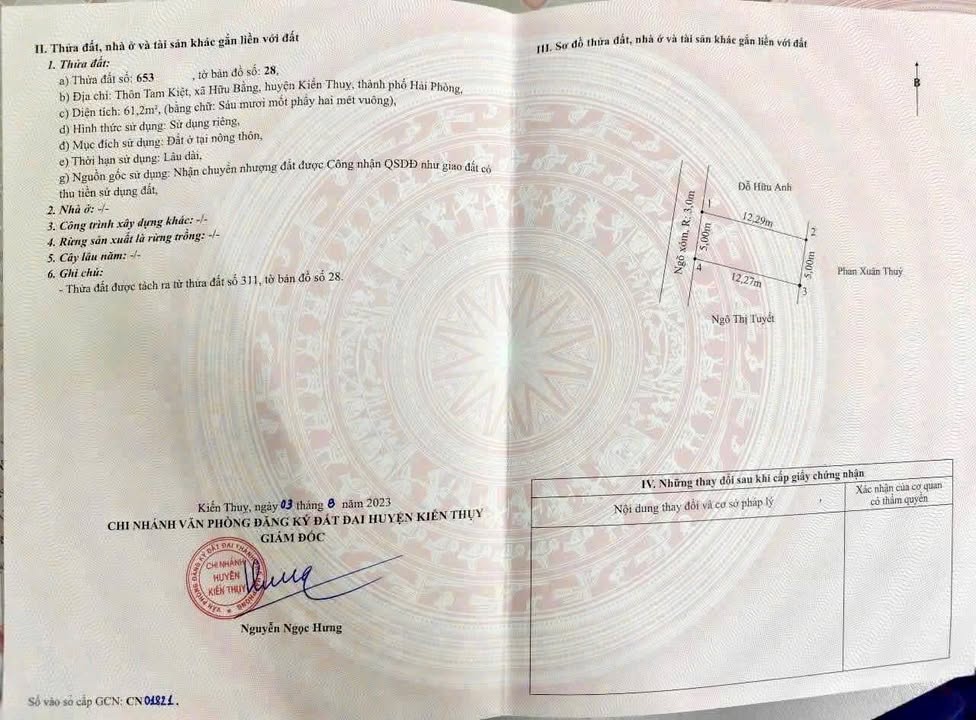 Đất nền Hữu Bằng, Kiến Thụy 61.2m² - Tặng 1 Tỷ, Sẵn Sàng Xây Nhà