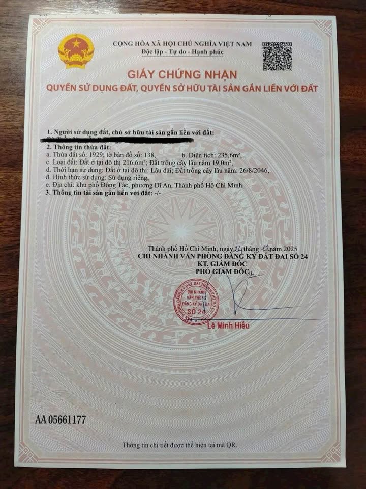 Đất Dĩ An 235m² MT 11m - Sổ Đỏ - Giá 5.7 Tỷ - Lộc Thần Tài