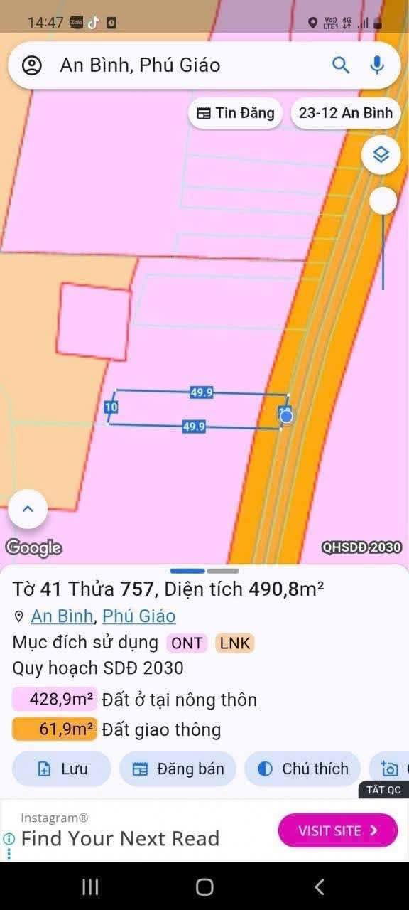 Bán đất 600m² mặt tiền đường nhựa Xã An Bình, Phú Giáo - Sổ đỏ sẵn sàng