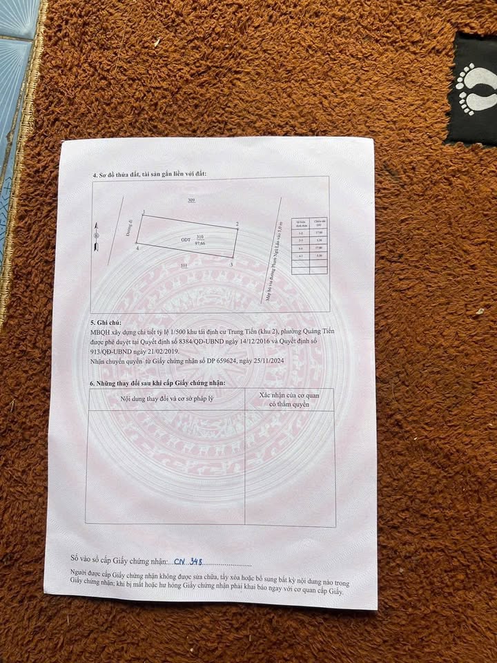 Bán gấp Đất TĐC Trung Tiến, Thanh Hóa 97m² - Mặt tiền 5.5m, SHR