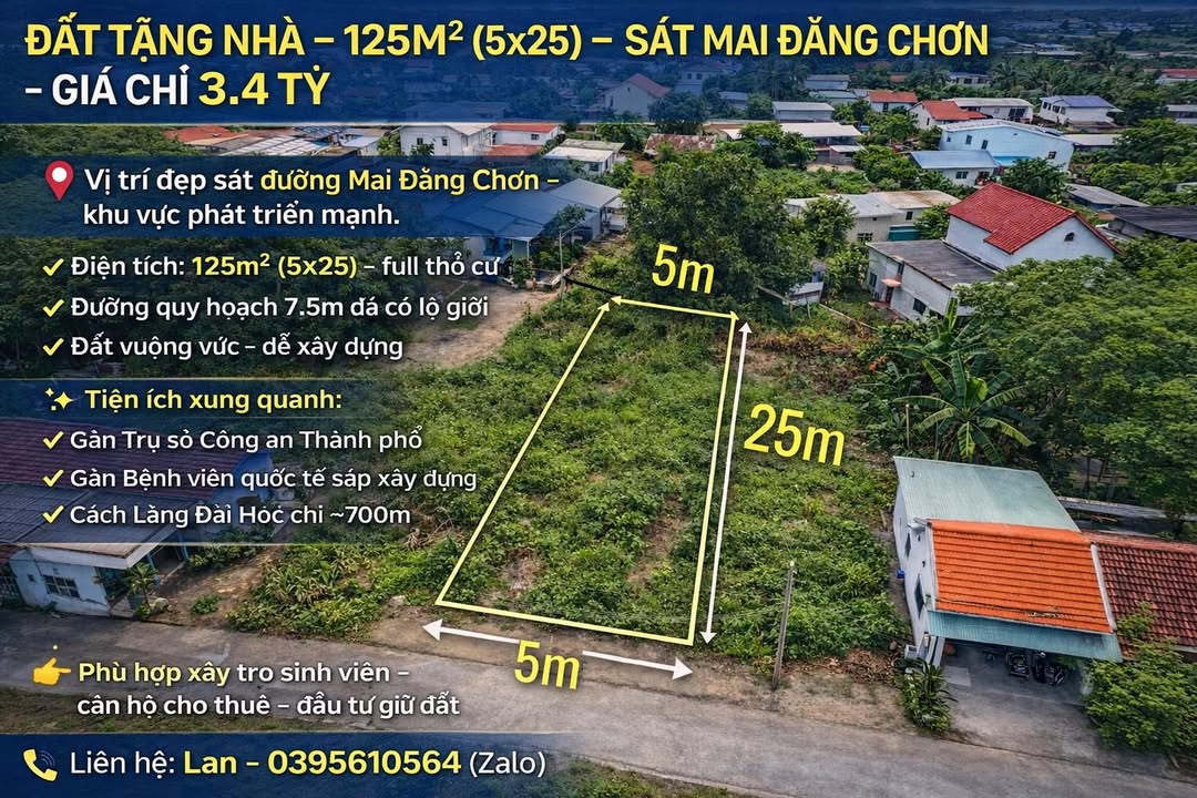Đất Nền 125m² Sát Mai Đăng Chơn, Đà Nẵng - Giá Tốt Đầu Tư