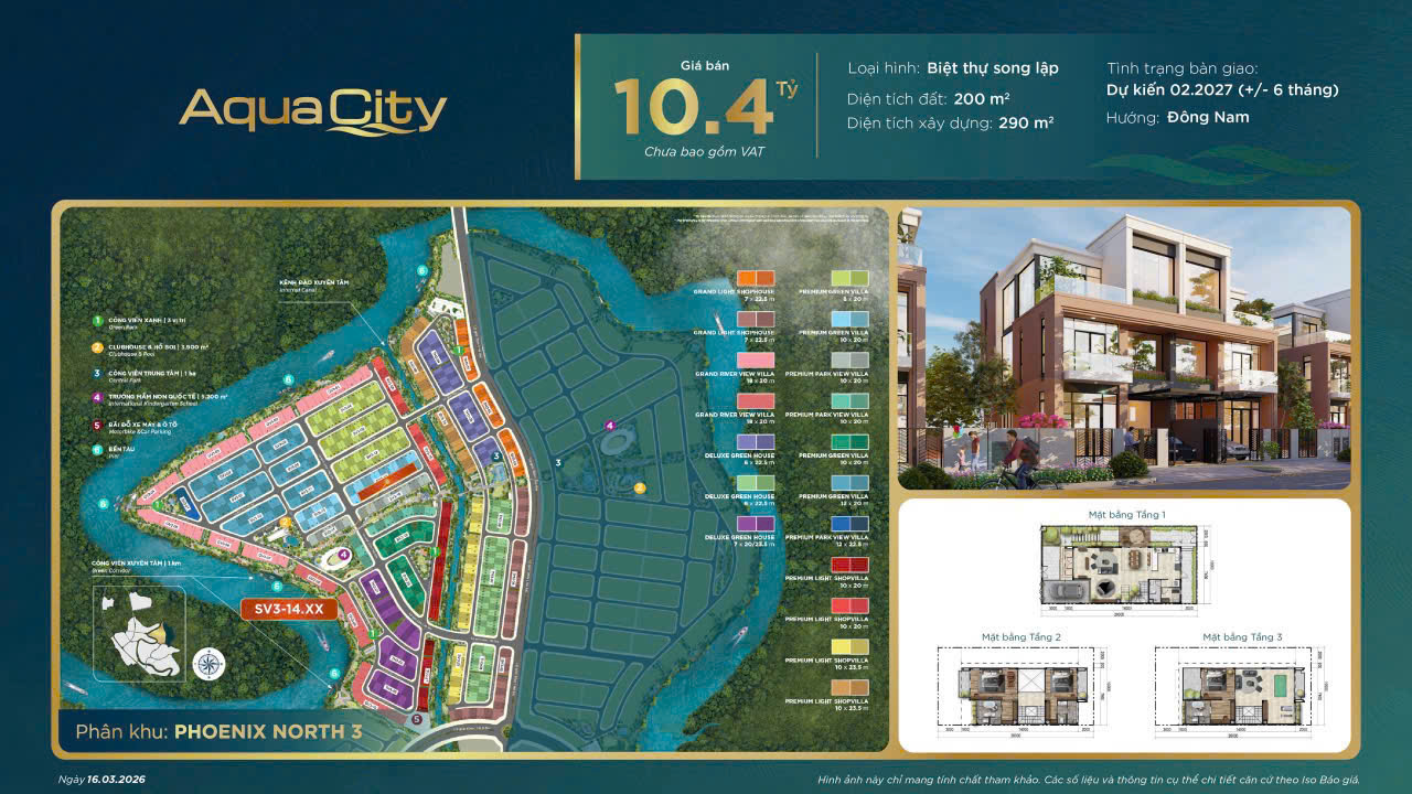 Biệt Thự Đảo Aqua City 200m² - Tân Cổ Điển Sang Trọng, Giá 10.4 Tỷ