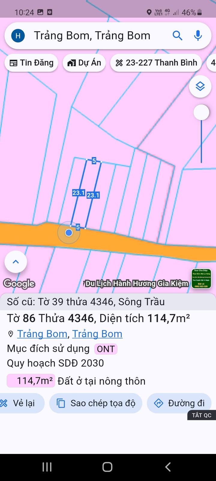 Đất Sổ Riêng Thổ Cư Trảng Bom - 115m² Giá Tốt 800 Triệu