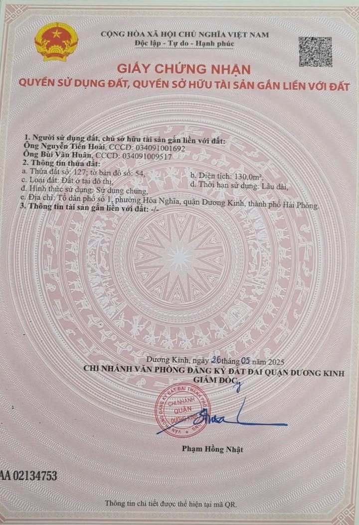 Đất Mặt Đường Hoà Nghĩa - Dương Kinh - Hải Phòng, 130m², Sổ Đỏ Sẵn Sàng