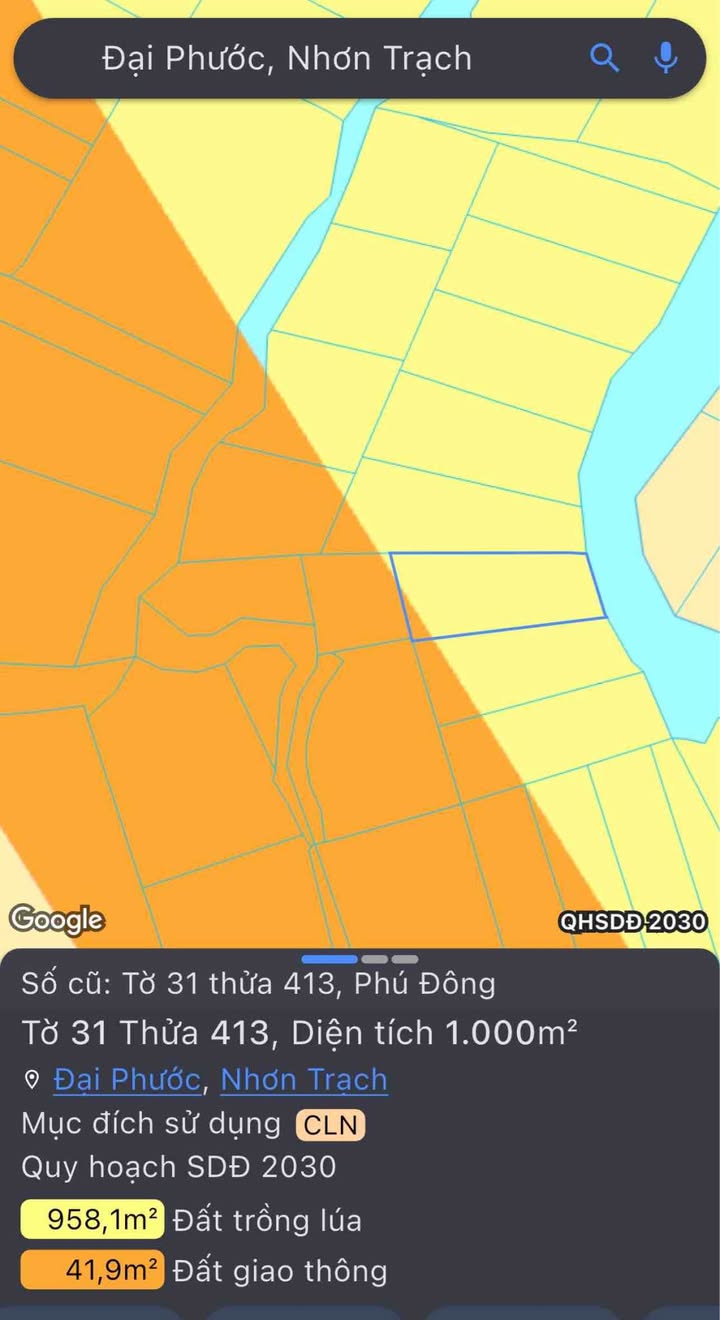 Đất nền Phú Đông, Biên Hòa 1000m² giá 2 tỷ - Sổ hồng chính chủ