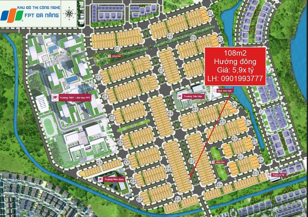 Đất nền FPT Plaza Đà Nẵng - 108m² trục 26m, hướng Đông, giá 5.9 tỷ