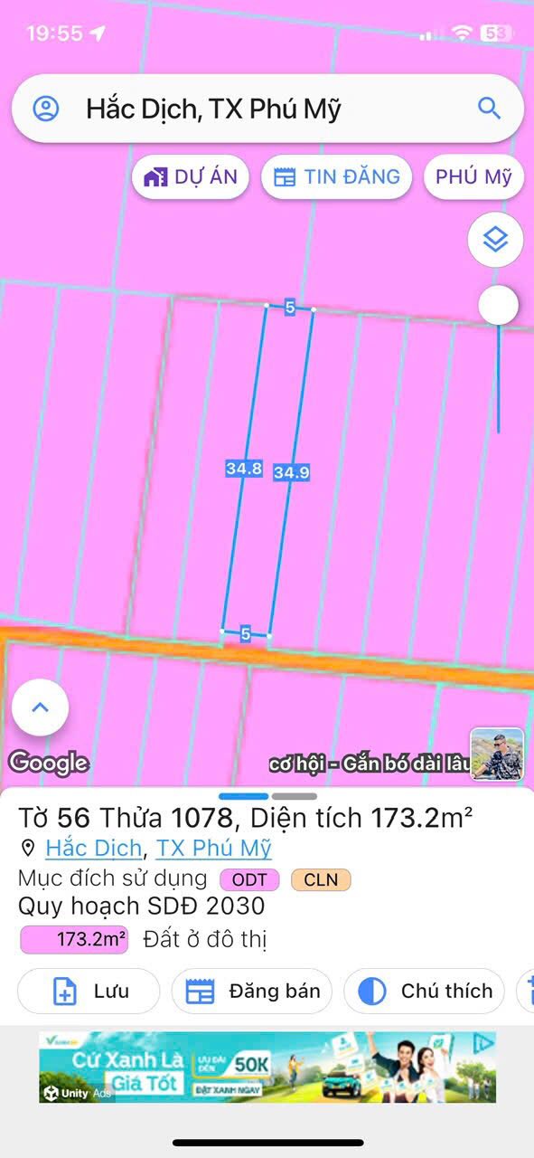 Bán Đất Vàng Phường Tân Thành, Phú Mỹ - 1750m² Thổ Cư, Mặt Tiền Đường Bê Tông
