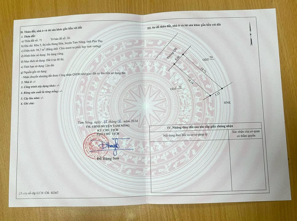 Bán đất 94.7m² mặt tiền 5m đường Xuân Nương, Phú Thọ - Hơn 1 tỷ