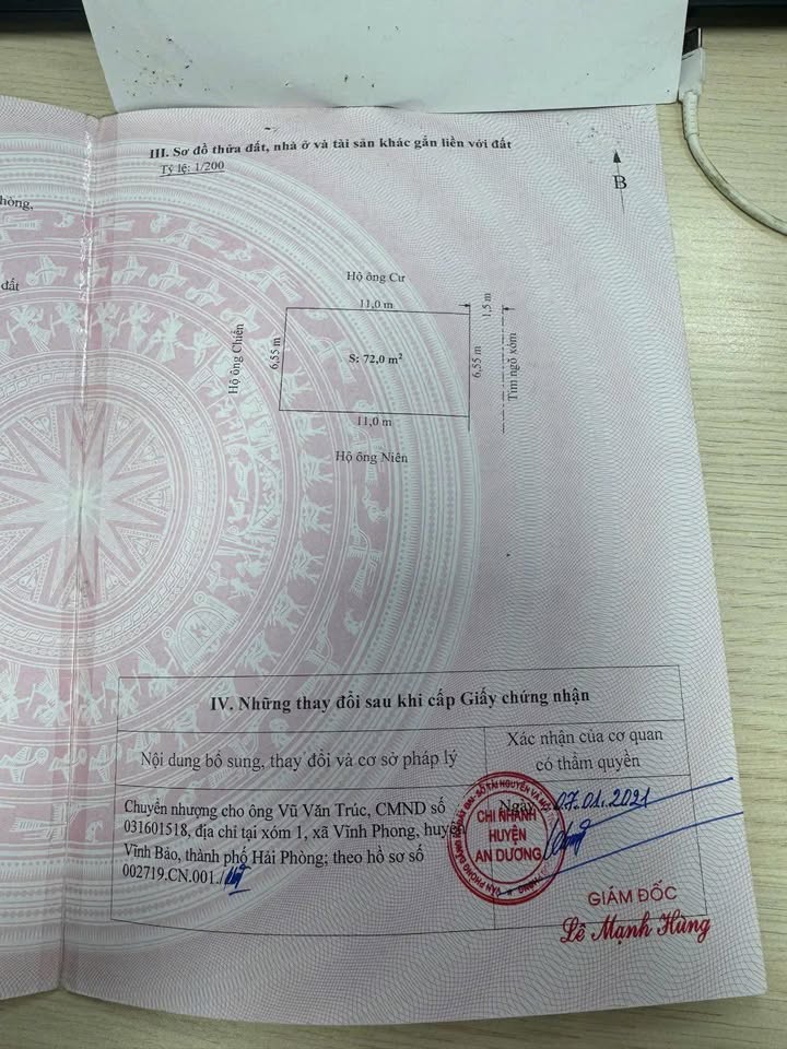 Bán đất Vĩnh Khê, An Dương 71m² - Ngõ ô tô, giá 1.82 tỷ