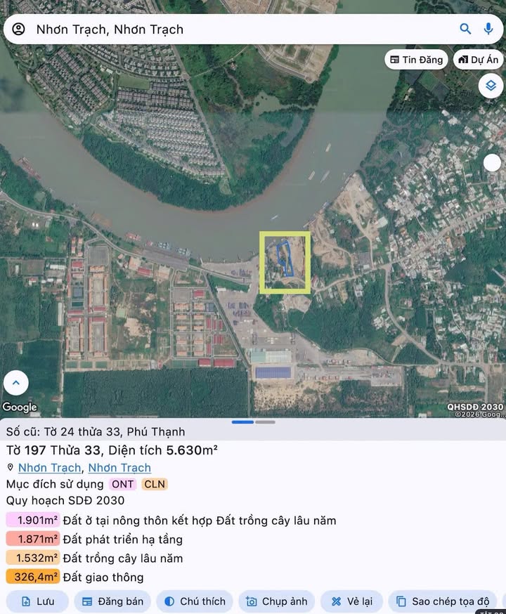 Đất Vàng Mặt Sông Lý Thái Tổ Nhơn Trạch 5630m² - Kinh Doanh Cảng Hậu Cần