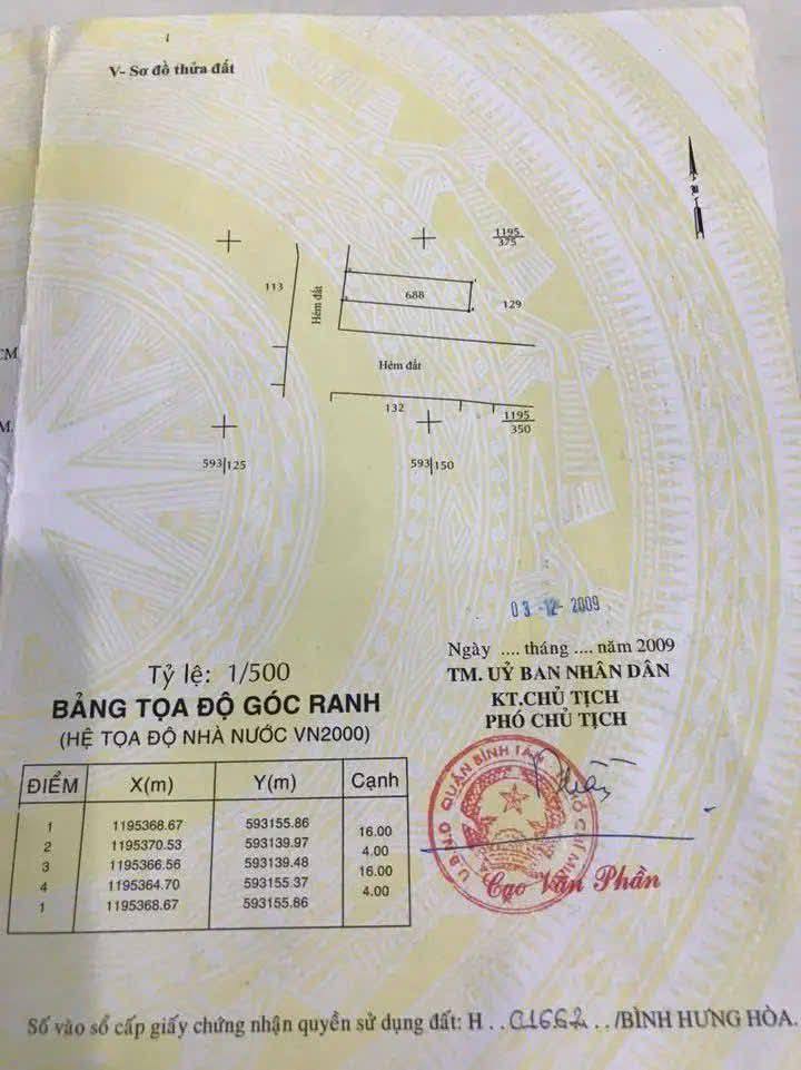 Bán Đất Tặng Nhà Tôn MT Đường Số 4, Bình Tân - 64m², 2.2 Tỷ