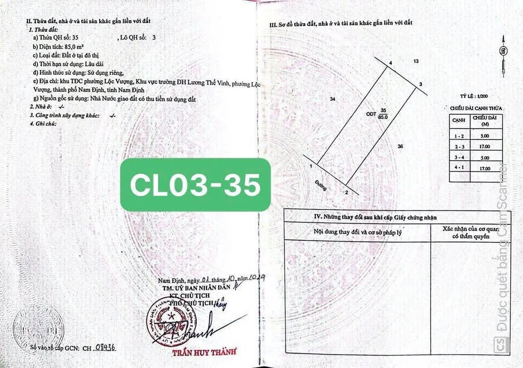 Đất Nền Lộc Vượng Nam Định 85m² Hướng Tây Nam - Giá Tốt