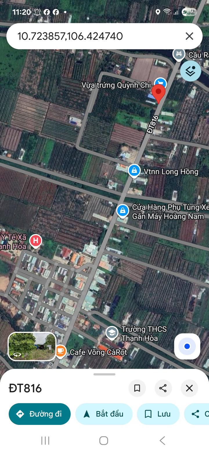 Đất thổ 200m² mặt tiền ĐT 816, Tân Thạnh, Long An - Sổ đỏ sẵn sàng giao dịch