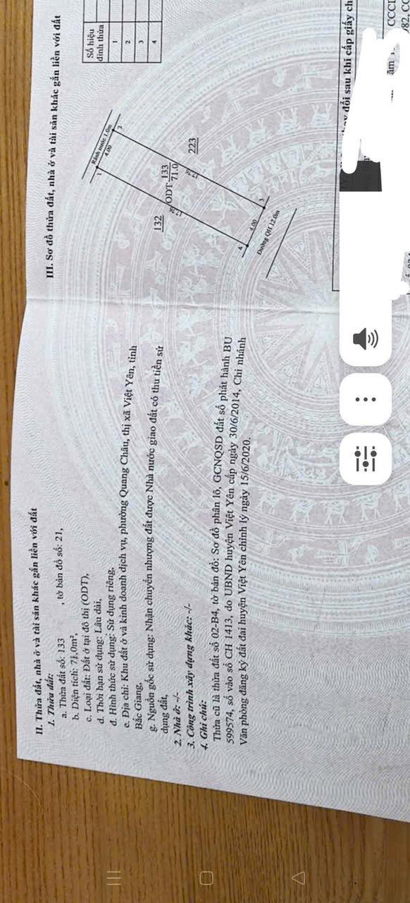 Bán Đất Nền Quang Châu 72m² - Lô Áp Góc Đẹp, Giá 3.3 Tỷ