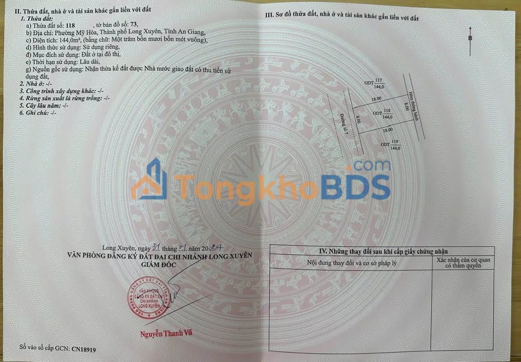 Bán Nền Làng Giáo Viên Mỹ Hòa, Long Xuyên - 144m² Giá 1 Tỷ