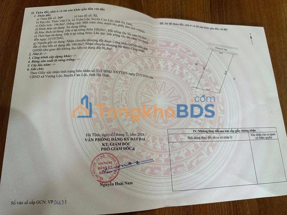 Đất nền Văn Cử, Can Lộc, Hà Tĩnh - 200m² - Sổ đỏ chính chủ, giá đầu tư chỉ từ 1.x tỷ