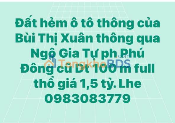 Đất 100m² Phú Đông, Tuy Hoà - Hẻm Ô Tô Thông, Giá Tốt 1.5 Tỷ