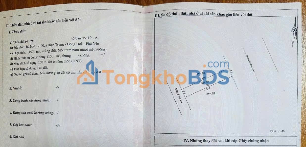 Đất Nền 150m² Hòa Hiệp Trung, Phú Yên - Sổ Đỏ Sẵn Sàng, Giá Đầu Tư 1.5 Tỷ