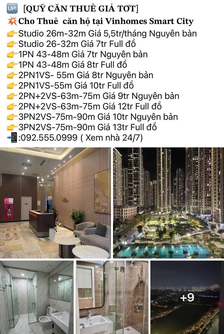 Cho thuê căn hộ Vinhomes Smart City - Đa dạng diện tích, giá tốt