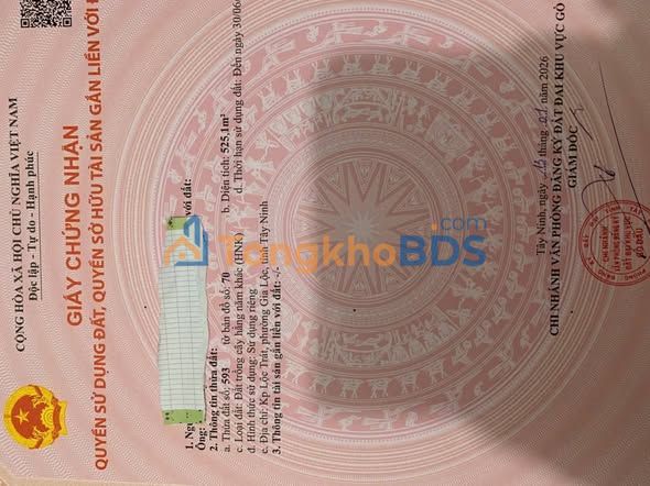 Đất Trảng Bàng 520m² Giá 750 Triệu - Sổ Sẵn, Đầu Tư Sinh Lời!