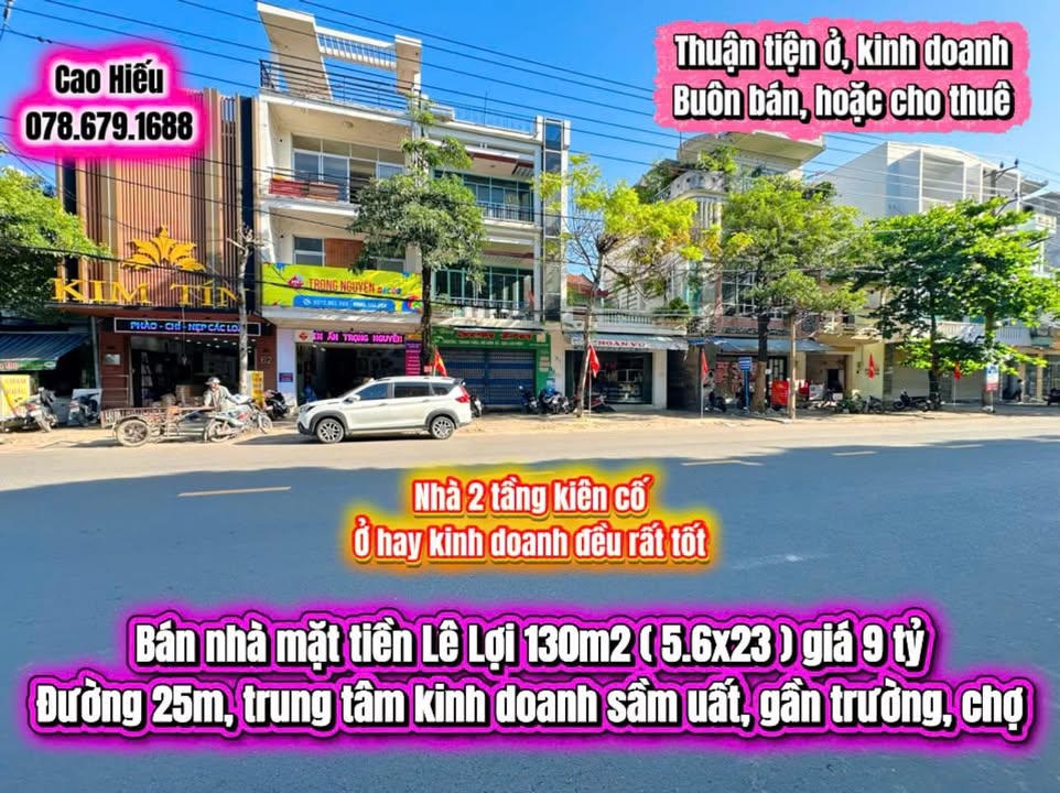 Nhà Mặt Tiền Lê Lợi Tuy Hòa 130m² - Kinh Doanh Sầm Uất, Giá 9 Tỷ