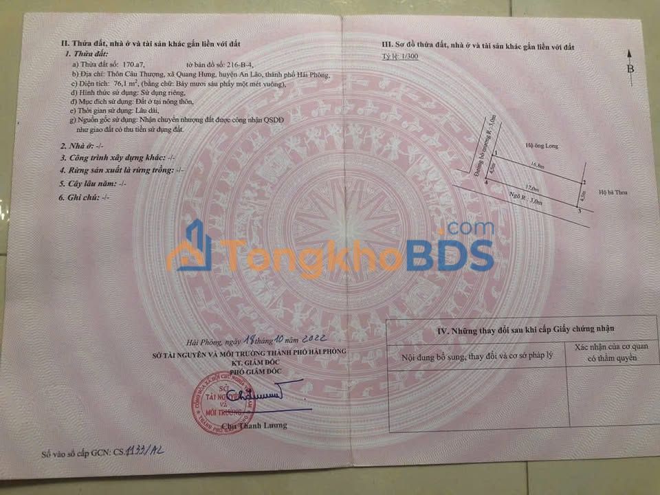 Đất nền An Lão, Hải Phòng 76m² - Ngõ rộng, gần KCN, giá chỉ nhỉnh 700 triệu