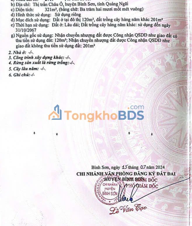 Đất nền Thị trấn Châu Ổ, Bình Sơn 320m² - Sổ đỏ sẵn, giá đầu tư tốt