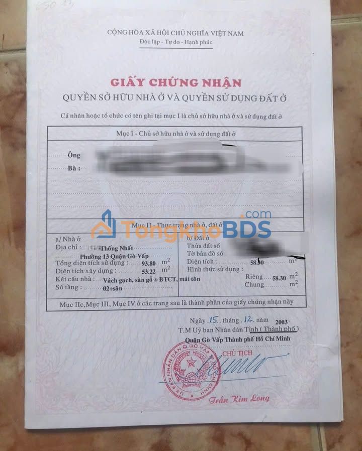 Nhà Mặt Tiền Kinh Doanh Đường Thống Nhất, Gò Vấp - 58m² Giá Tốt