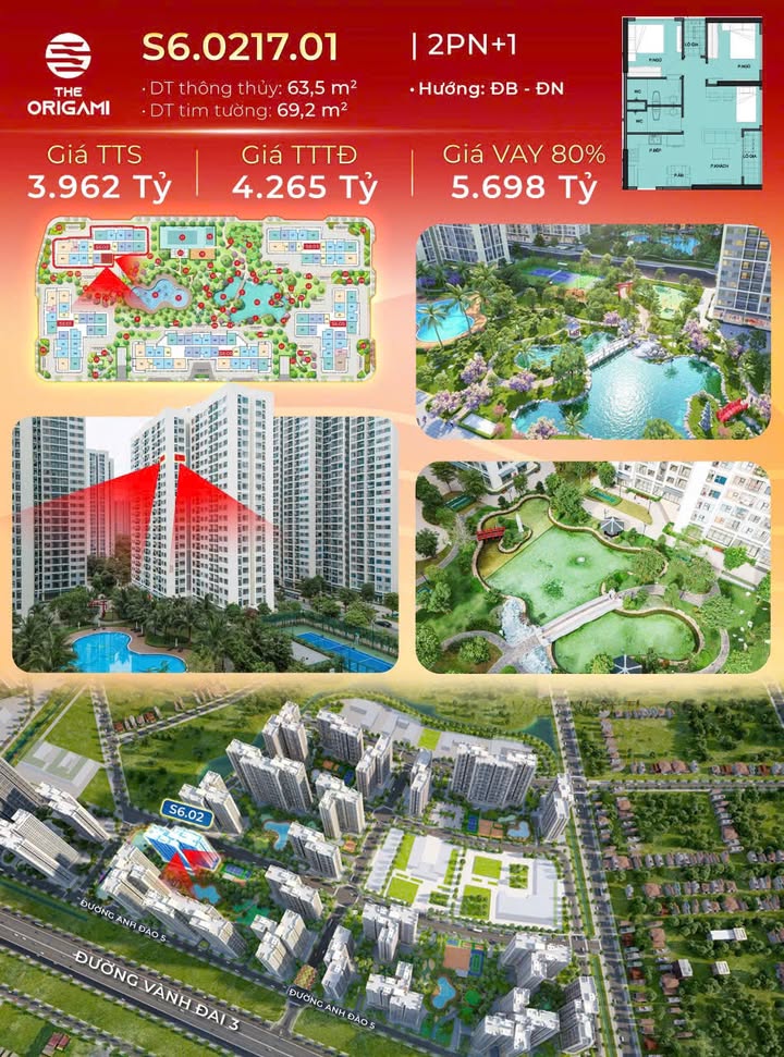 Căn hộ Origami Vinhomes 69m² - Giá từ 3.9 tỷ