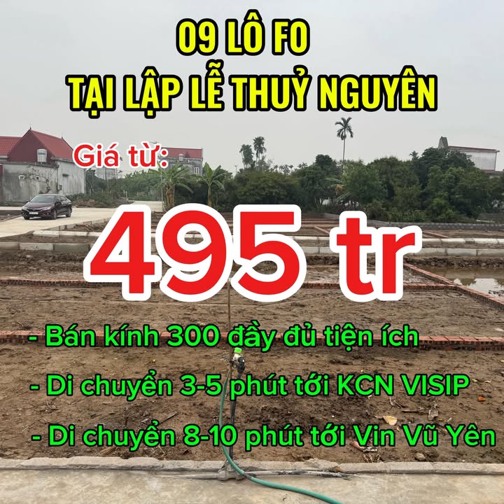 Đất Nền F0 Lập Lễ, Thuỷ Nguyên 55m² - Sổ Đỏ Sẵn Sàng, Giá Chỉ 495 Triệu