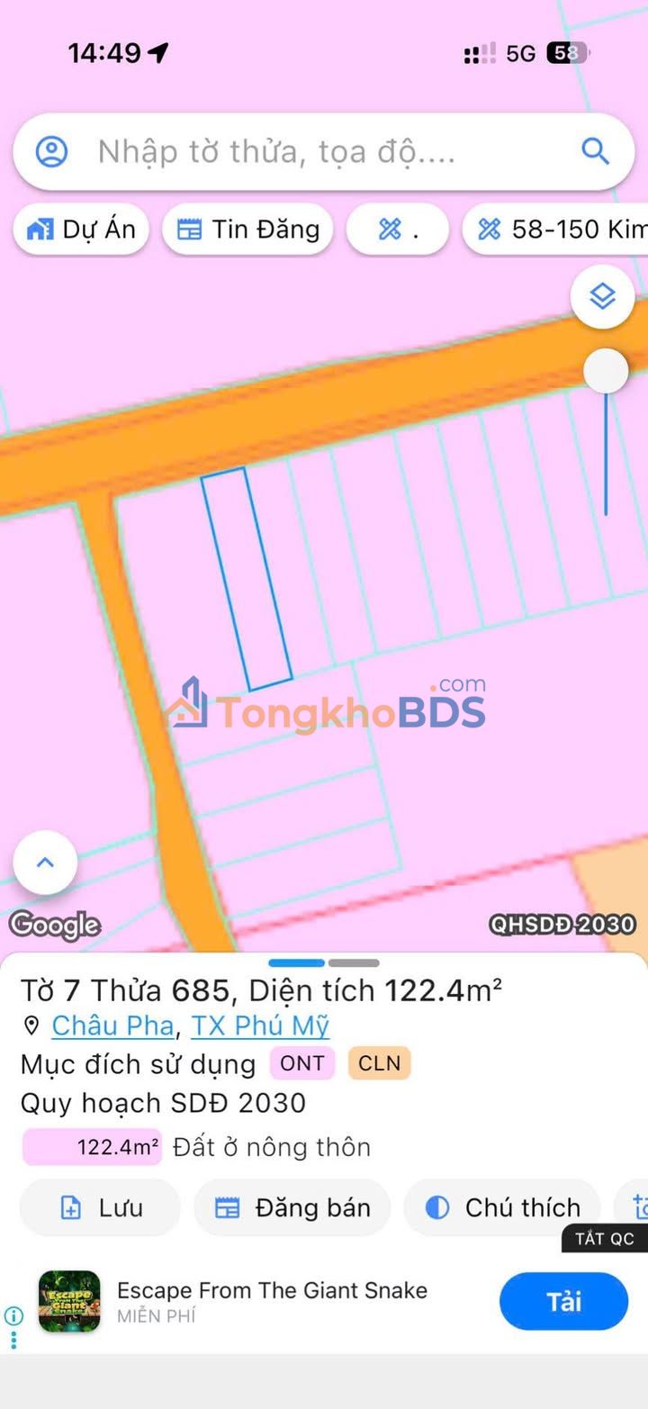 Đất Nền Châu Pha 120m² (5x24m) - Giá Cắt Lỗ Sốc 550 Triệu, Sổ Hồng Sẵn