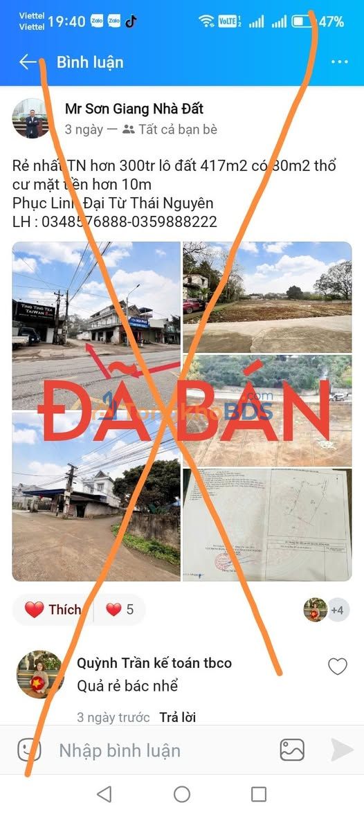 Đất nền Phục Linh Đại Từ 417m² - Hạ tầng hoàn thiện