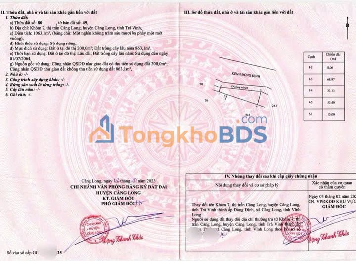 Bán Đất Vườn 1063m² Càng Long, Trà Vinh - Lộc Tài Bên Sông